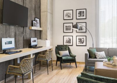 Business center in hotel lobby